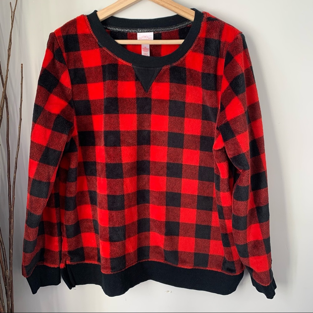 Wondershop Red and Black Plaid Women's Top XL
